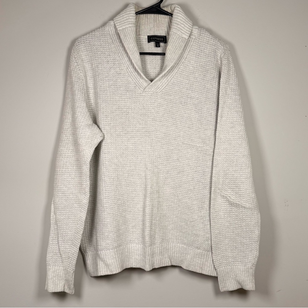 Express V-Neck Cream Sweater